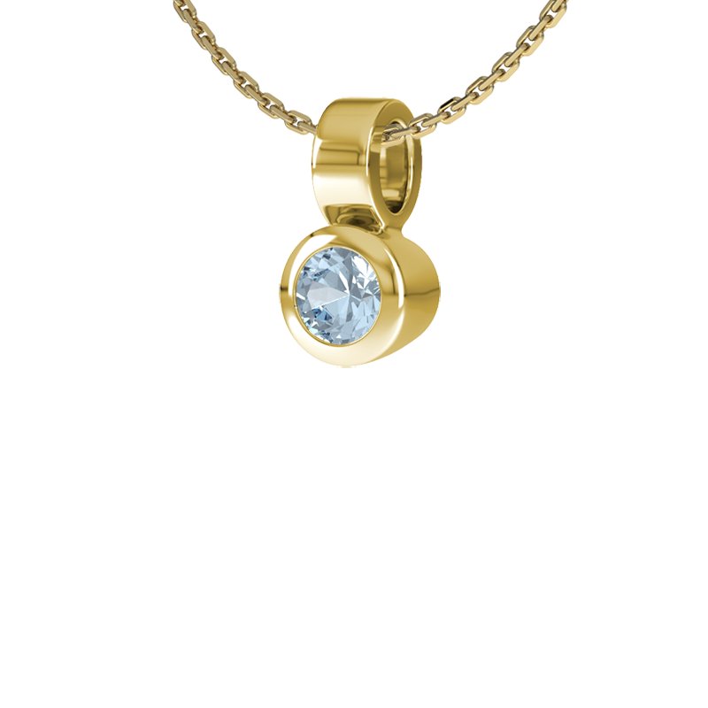 Aquamarin Gelbgoldhalskette Straßburg, Gelbgold 585, von vorn