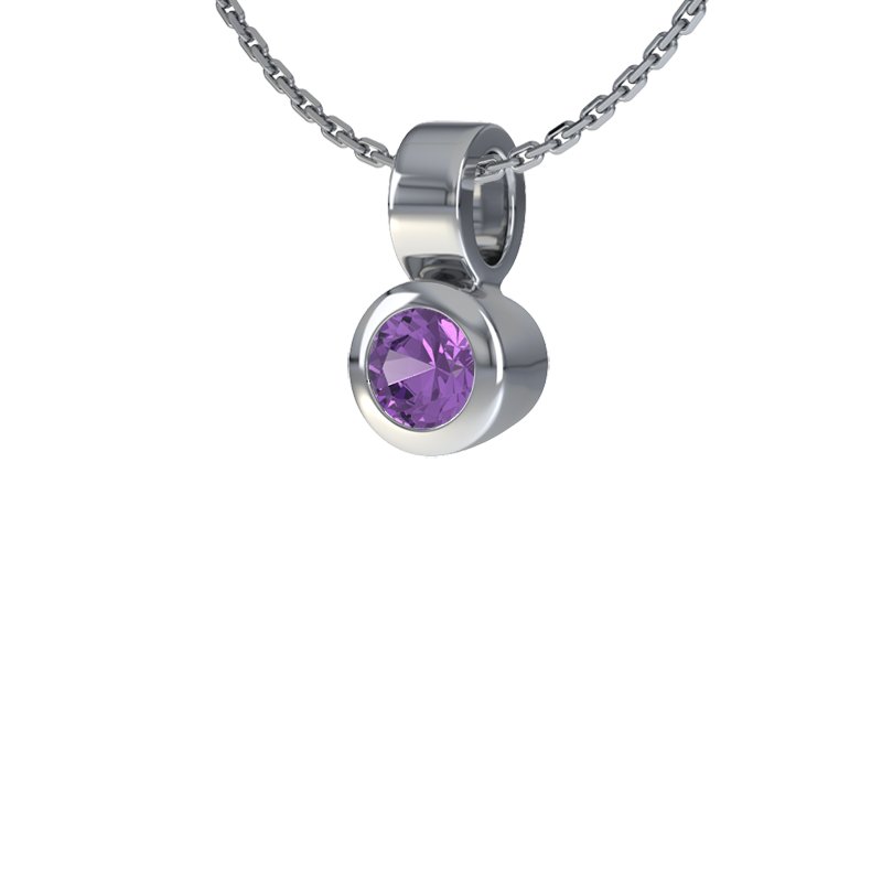 Amethyst Weißgoldhalskette Straßburg, Weißgold 585, von vorn