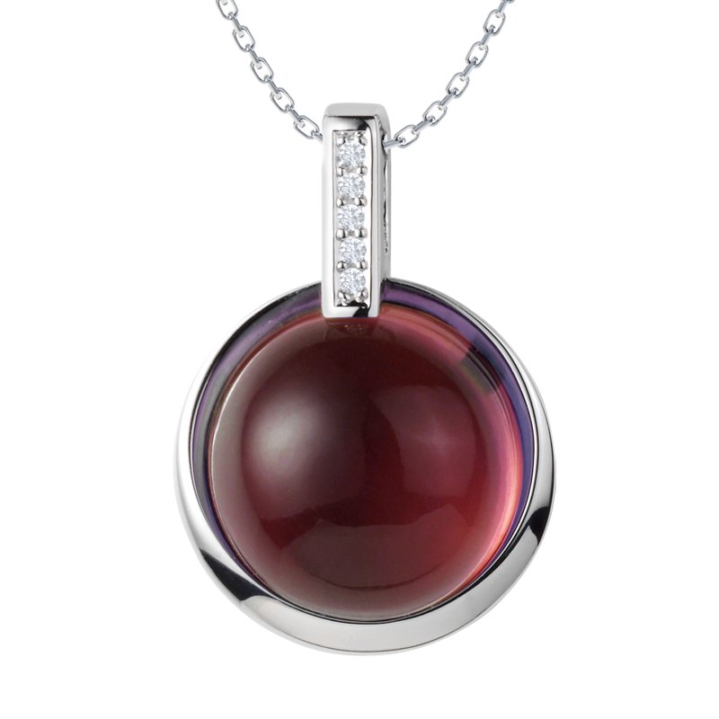 Granat Weißgoldhalskette Tegan Style, Weißgold 585, von vorn