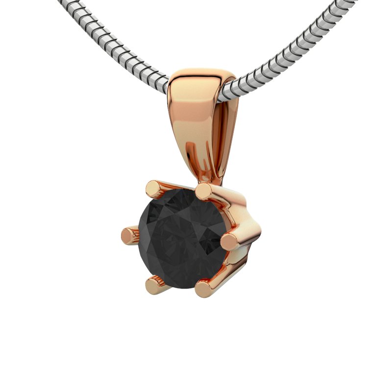 Diamant Schwarz Rotgoldhalskette Toledo, Rotgold 750, von vorn