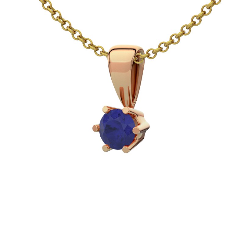 Blauer Saphir Rotgoldhalskette Toulouse, Rotgold 585, von vorn
