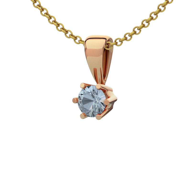 Blauer Topas Rotgoldhalskette Toulouse, Rotgold 585, von vorn