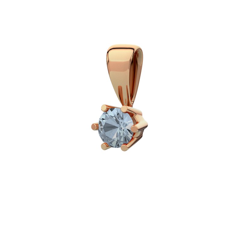 Blauer Topas Rotgoldhalskette Toulouse, Rotgold 585, von vorn