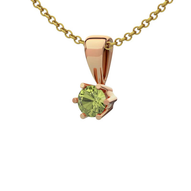 Peridot Rotgoldhalskette Toulouse, Rotgold 585, von vorn