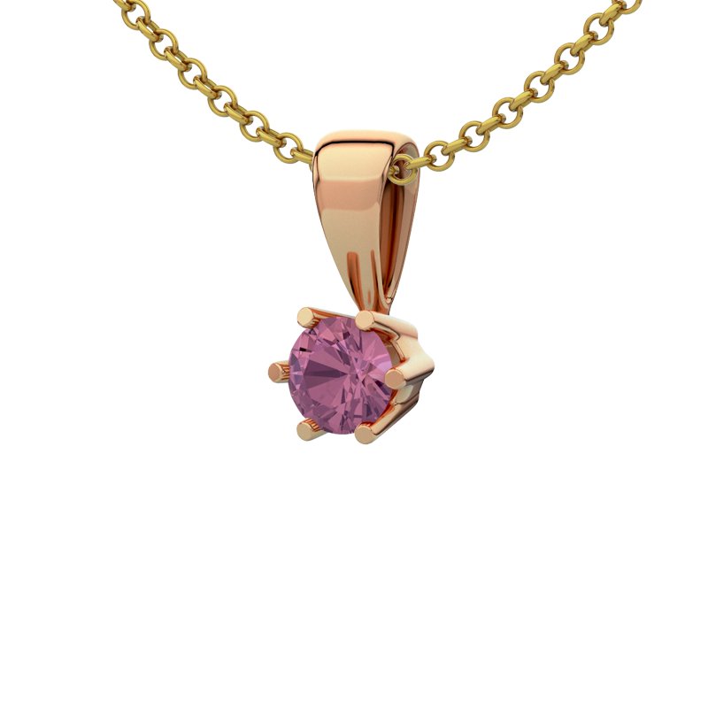 Pinker Turmalin Rotgoldhalskette Toulouse, Rotgold 585, von vorn