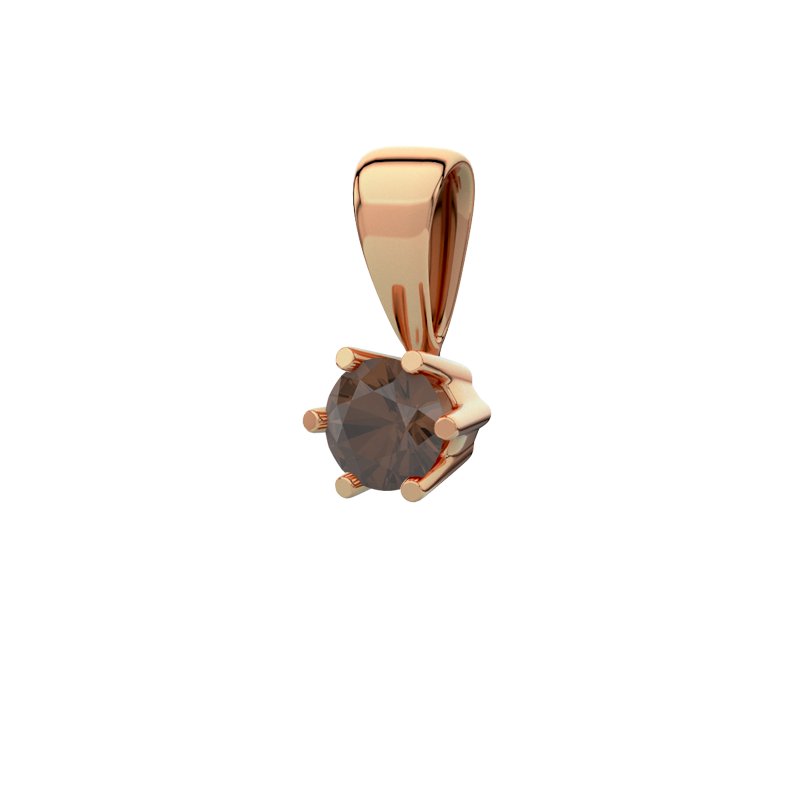 Rauchquarz Rotgoldhalskette Toulouse, Rotgold 585, von vorn