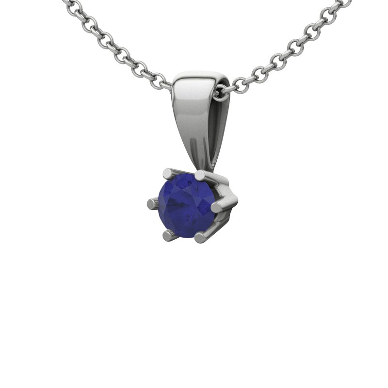 Blauer Saphir Sterlingsilberhalskette Toulouse, Sterlingsilber 925, von vorn