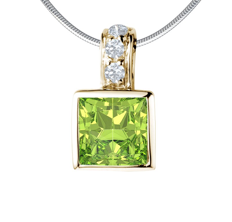 Peridot Gelbgoldhalskette Tracy, Gelbgold 375, von vorn