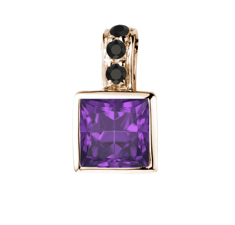 Amethyst Rotgoldhalskette Tracy, Rotgold 585, von vorn