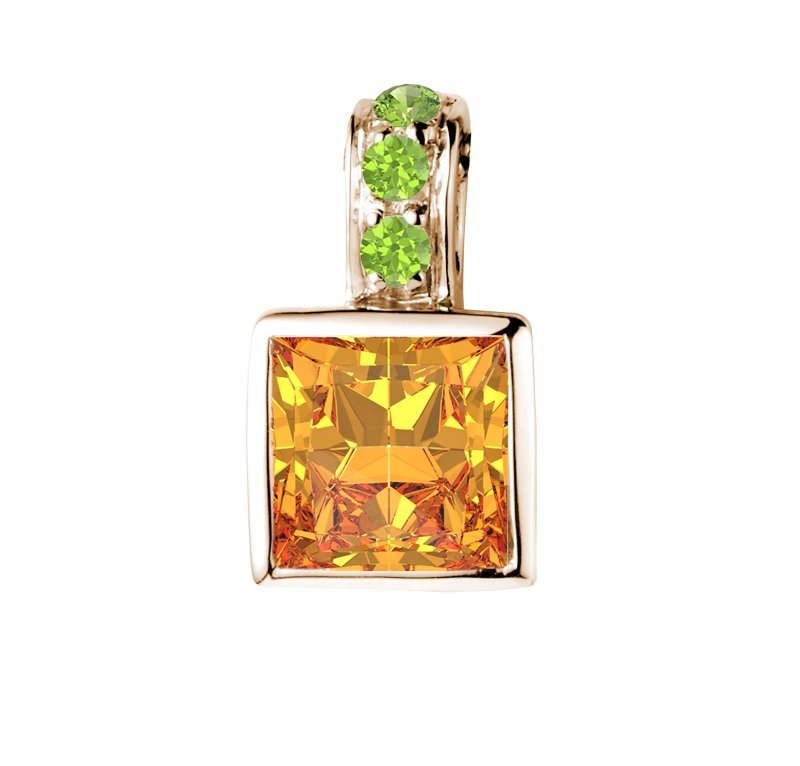 Citrin Rotgoldhalskette Tracy, Rotgold 585, von vorn