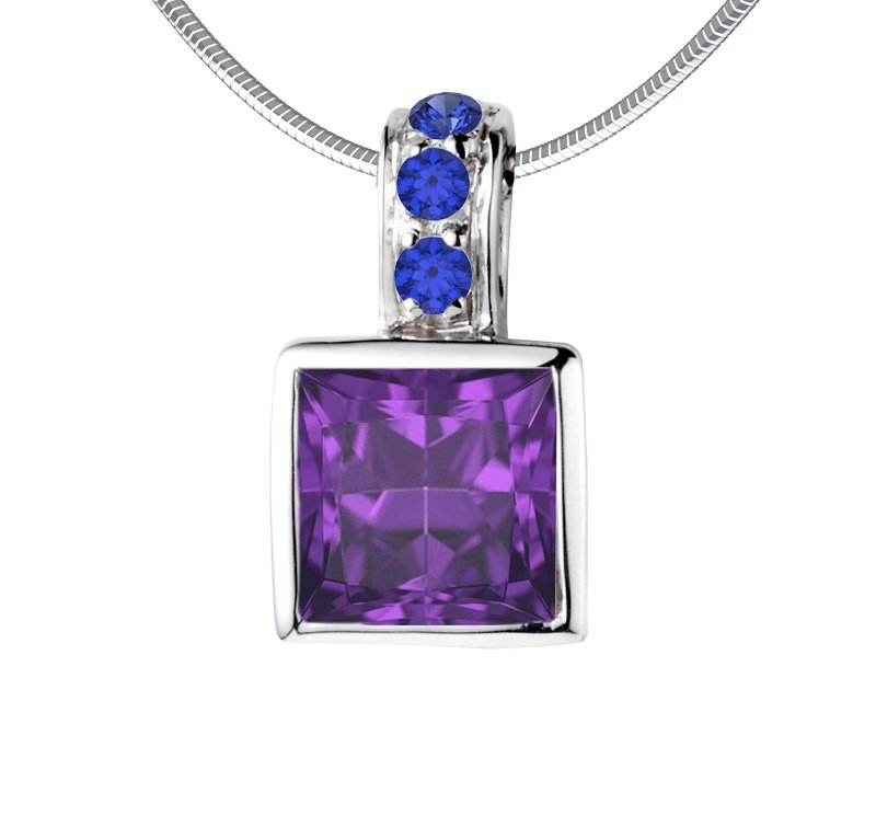 Amethyst Weißgoldhalskette Tracy, Weißgold 375, von vorn