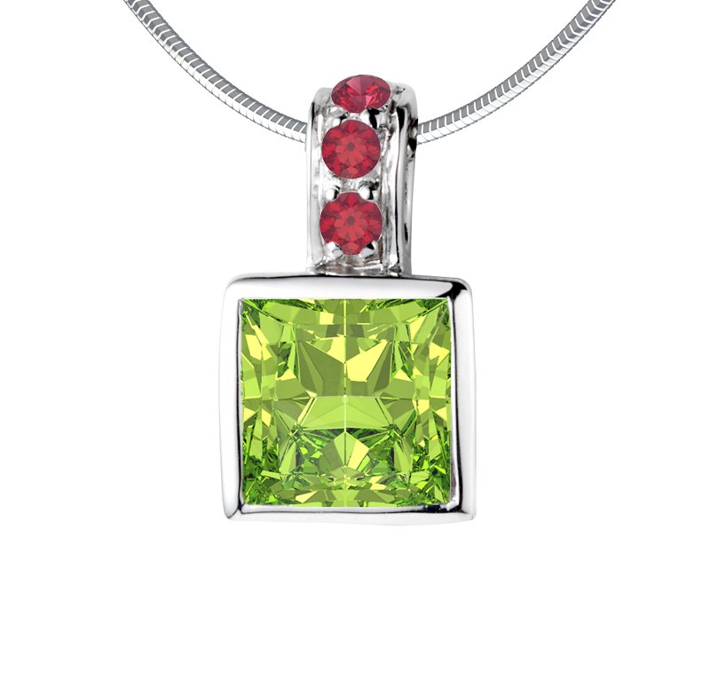 Peridot Weißgoldhalskette Tracy, Weißgold 375, von vorn