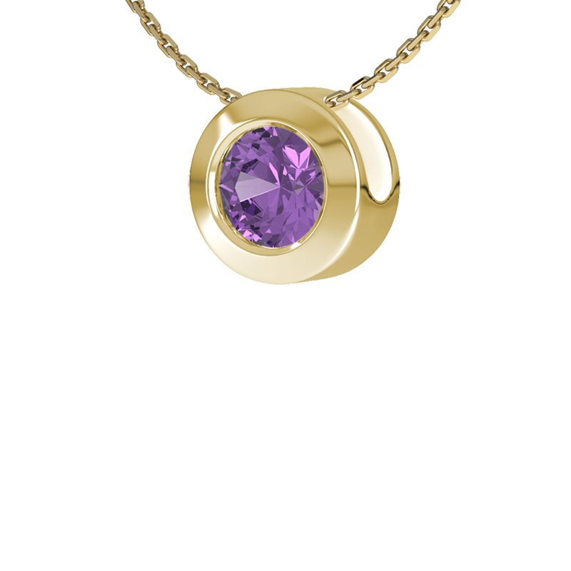 Amethyst Gelbgoldhalskette Tunis, Gelbgold 585, von vorn