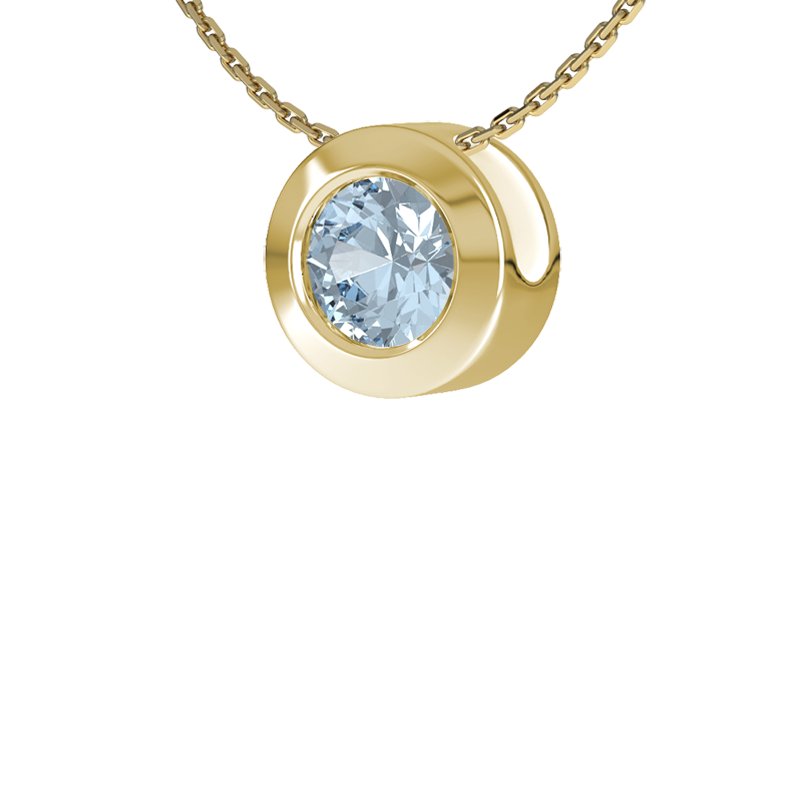 Aquamarin Gelbgoldhalskette Tunis, Gelbgold 585, von vorn
