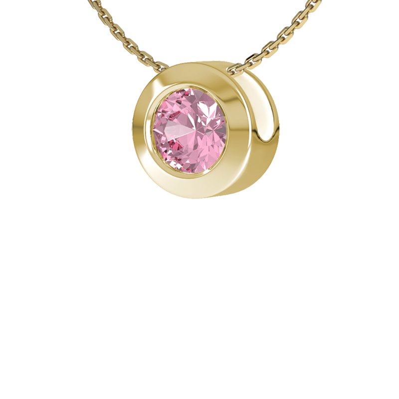 Pinker Turmalin Gelbgoldhalskette Tunis, Gelbgold 585, von vorn