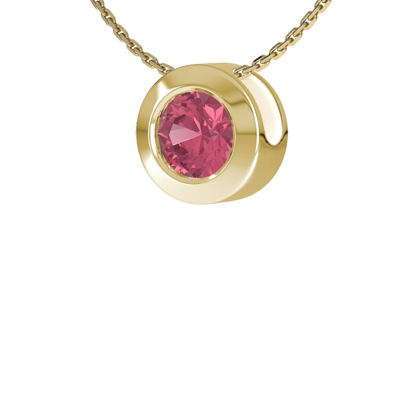 Rubin Gelbgoldhalskette Tunis, Gelbgold 585, von vorn