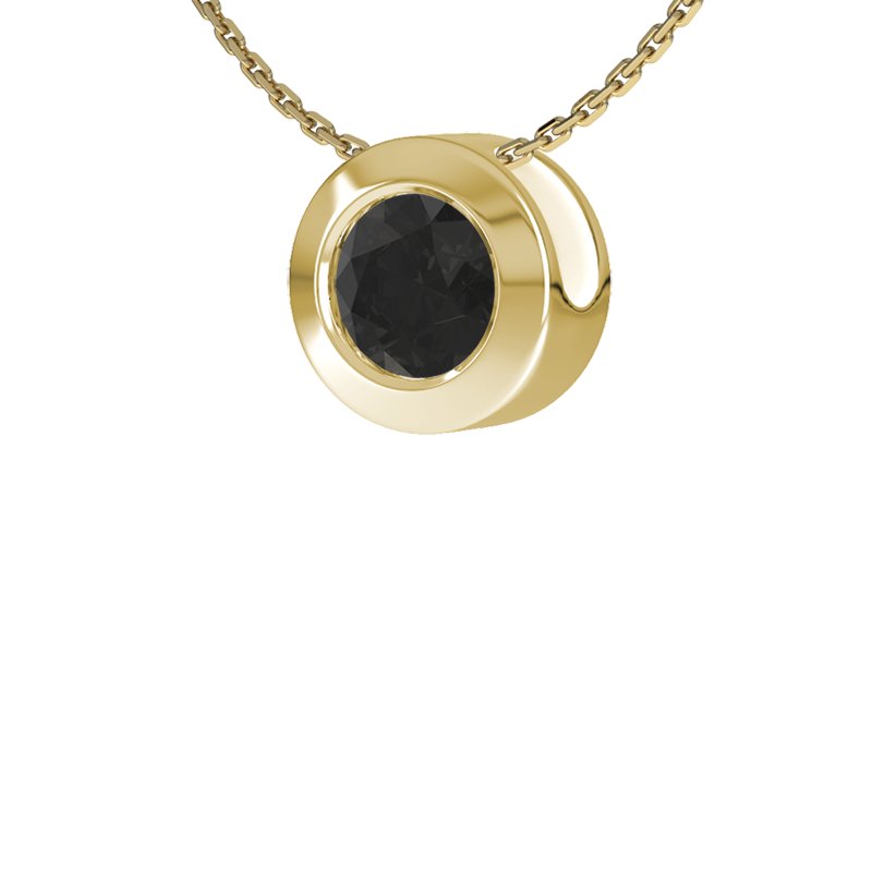 Diamant Schwarz Gelbgoldhalskette Tunis, Gelbgold 585, von vorn
