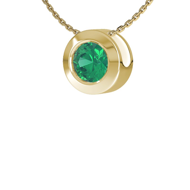 Smaragd Gelbgoldhalskette Tunis, Gelbgold 585, von vorn