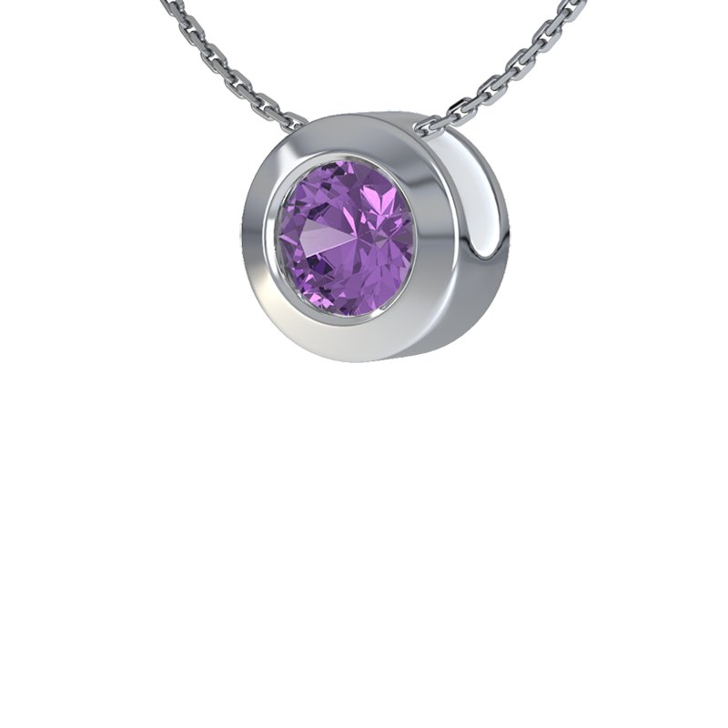 Amethyst Weißgoldhalskette Tunis, Weißgold 585, von vorn
