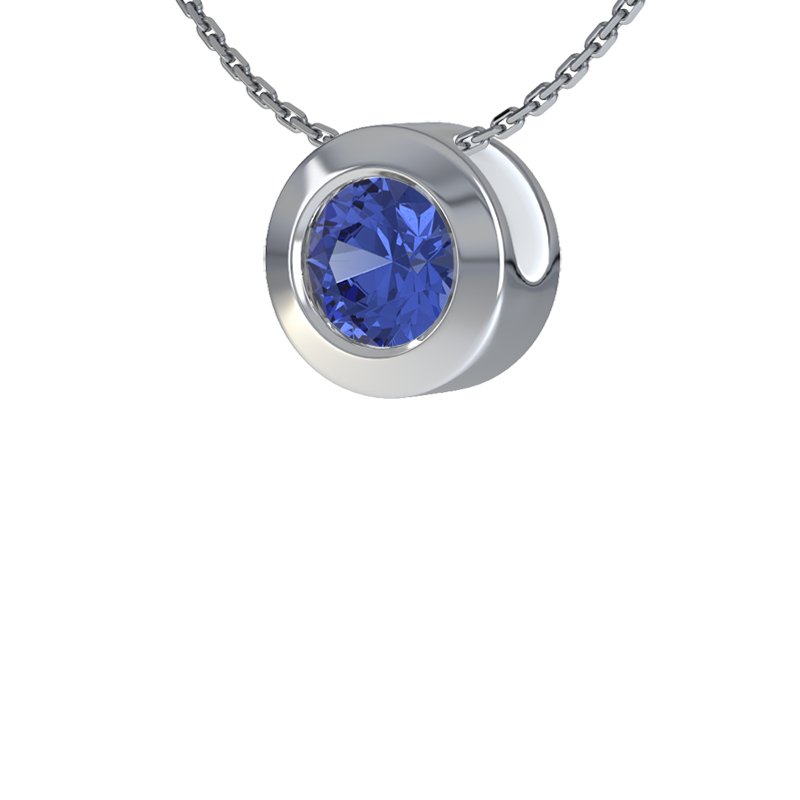 Blauer Saphir Weißgoldhalskette Tunis, Weißgold 585, von vorn