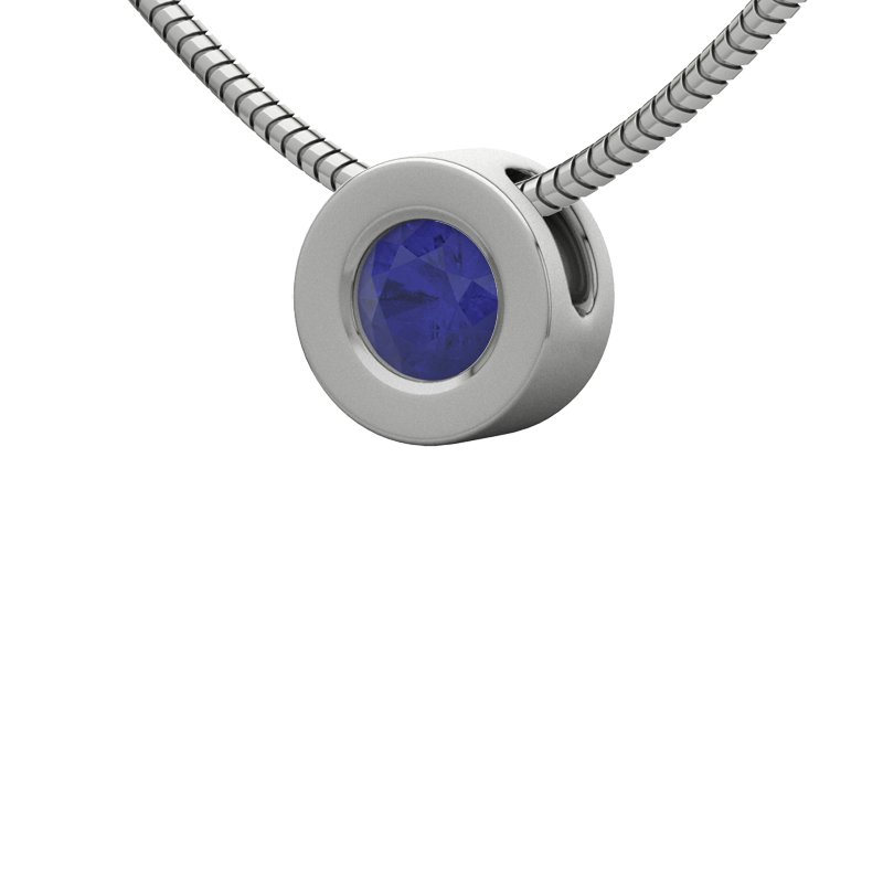 Blauer Saphir Sterlingsilberhalskette Valencia, Sterlingsilber 925, von vorn