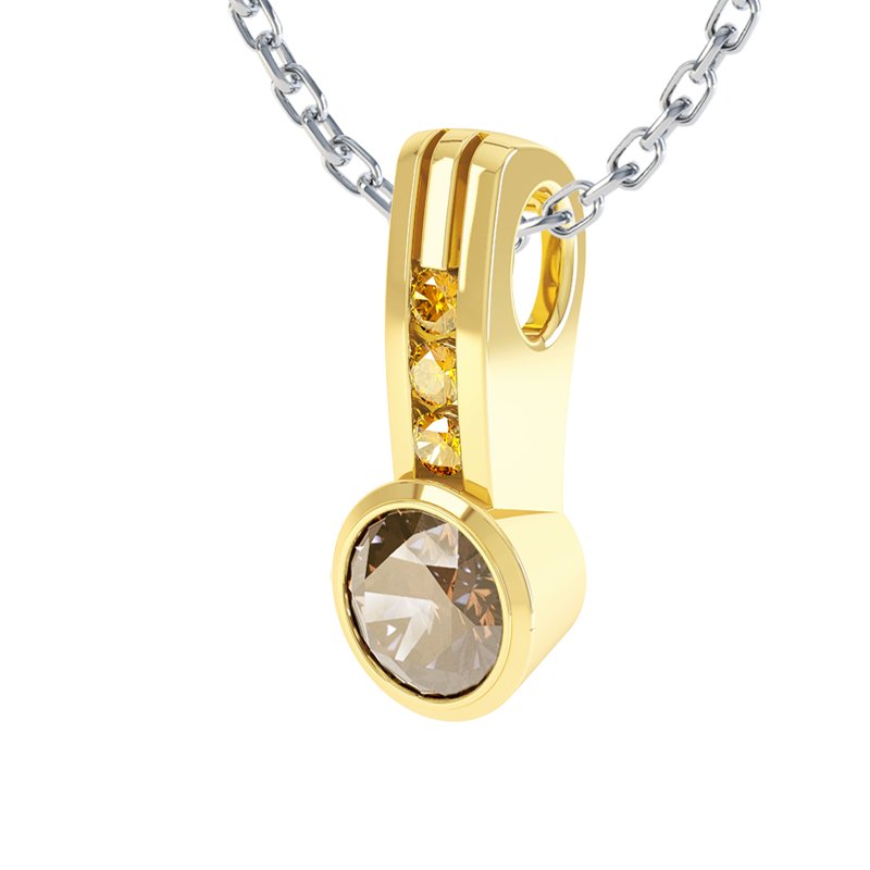 Rauchquarz Gelbgoldhalskette Verena, Gelbgold 375, von vorn