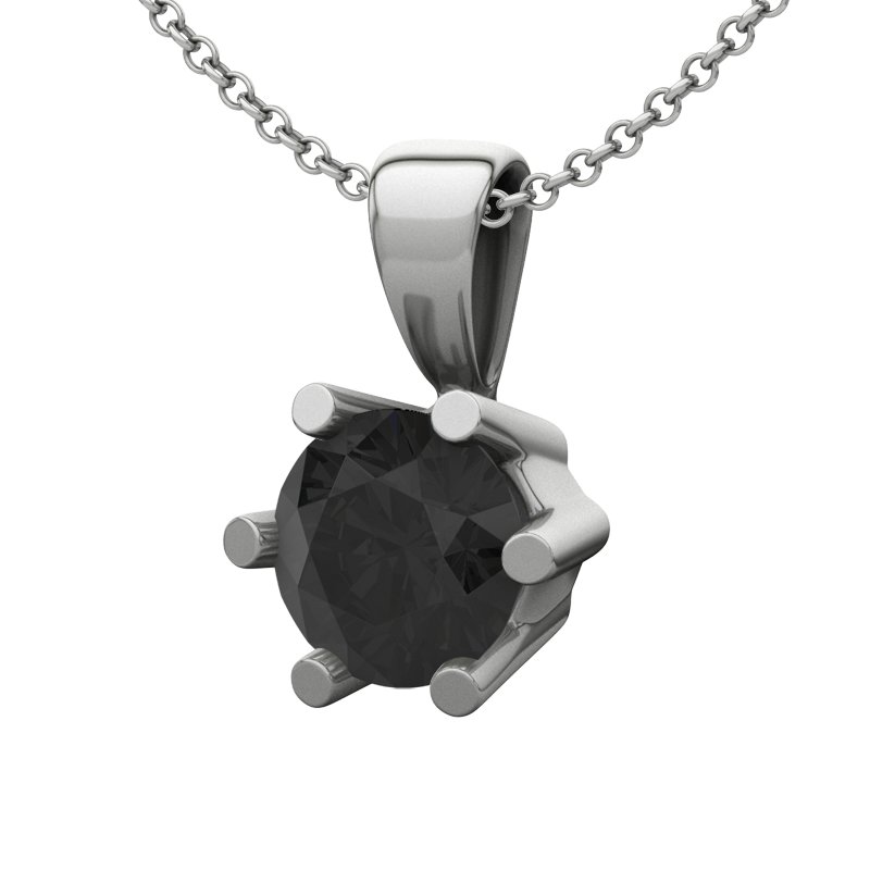 Diamant Schwarz Sterlingsilberhalskette Zamora, Sterlingsilber 925, von vorn