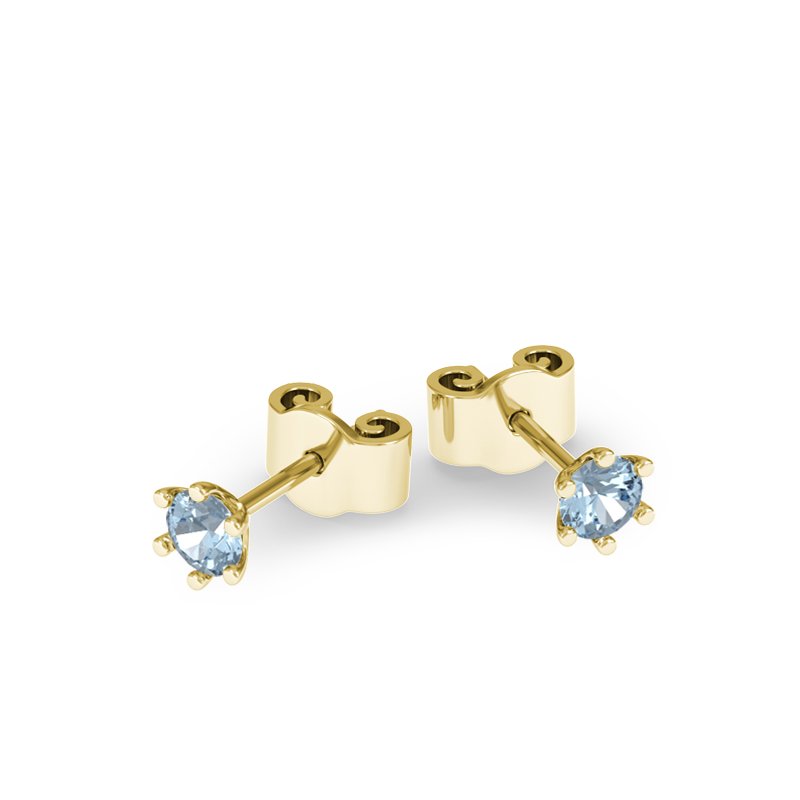 Aquamarin Gelbgoldohrring Alexandria, Gelbgold 375, von vorn