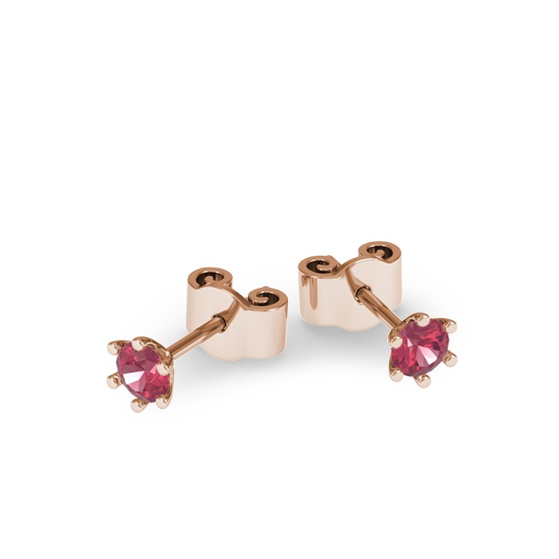 Rubin Rotgoldohrring Alexandria, Rotgold 585, von vorn