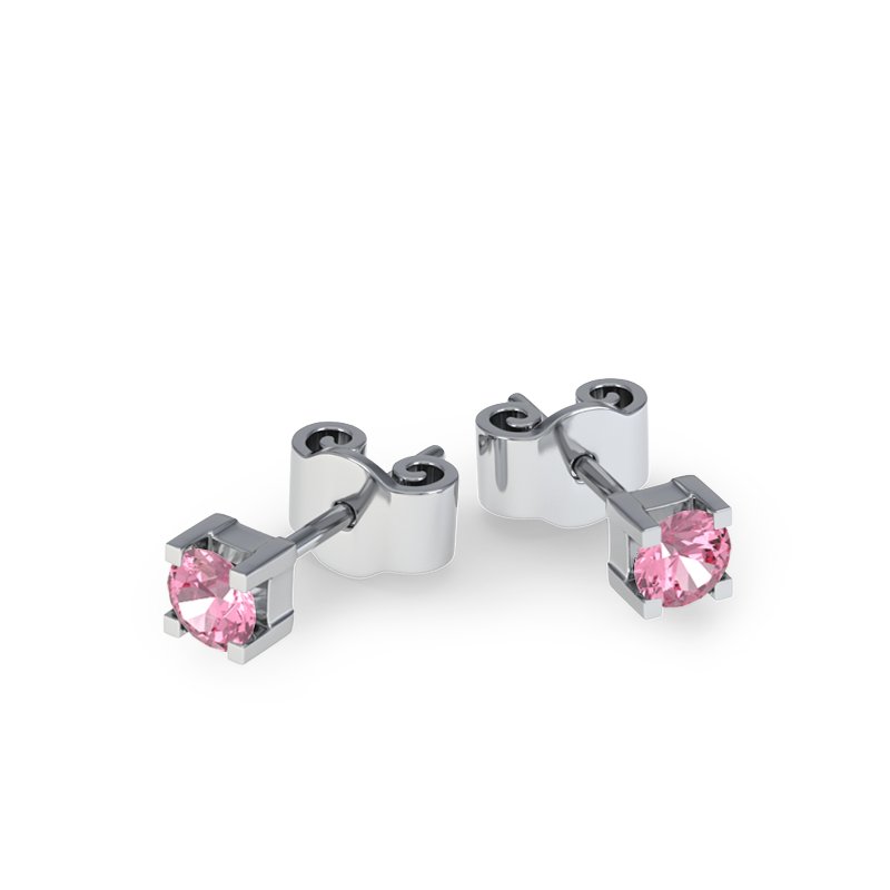 Pinker Turmalin Weißgoldohrring Bangkok, Weißgold 375, von vorn