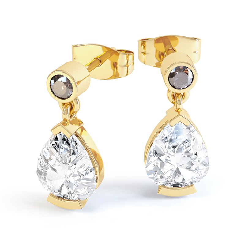 Diamantohrring Irina, Gelbgold 750, von vorn