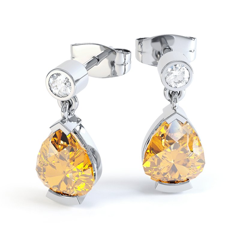 Citrin Sterlingsilberohrring Irina, Sterlingsilber 925, von vorn