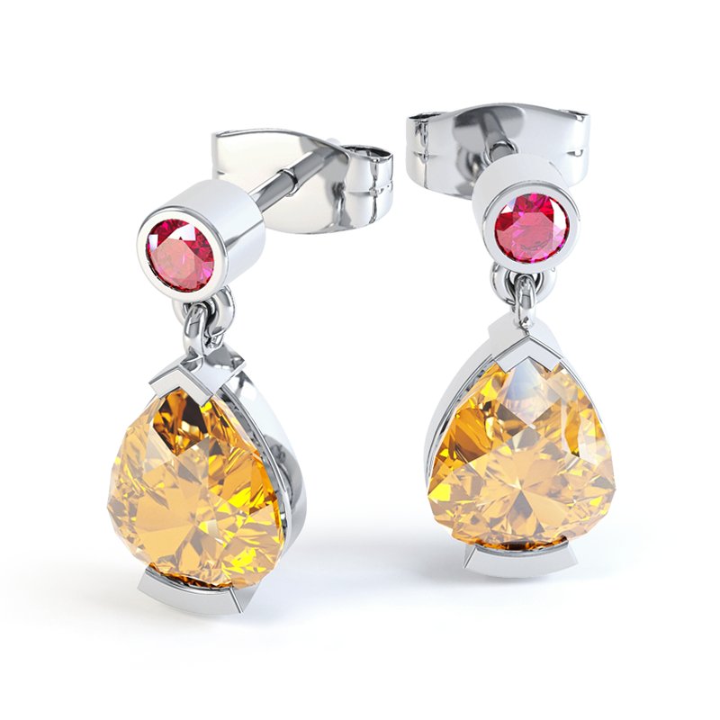 Citrin Sterlingsilberohrring Irina, Sterlingsilber 925, von vorn