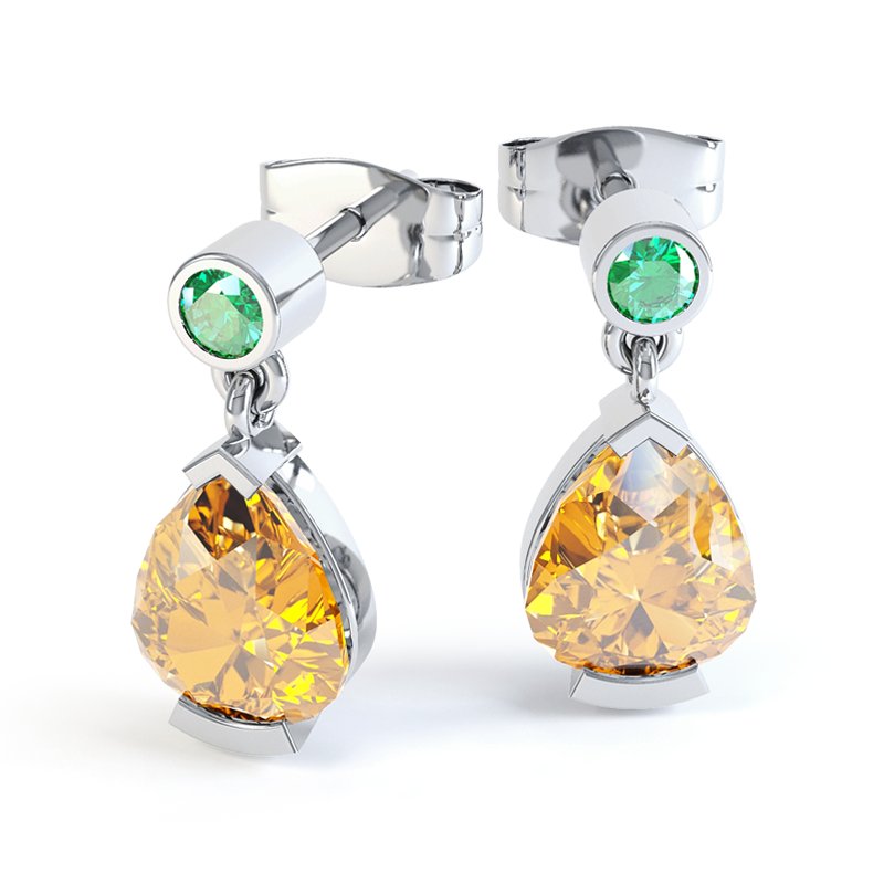 Citrin Sterlingsilberohrring Irina, Sterlingsilber 925, von vorn