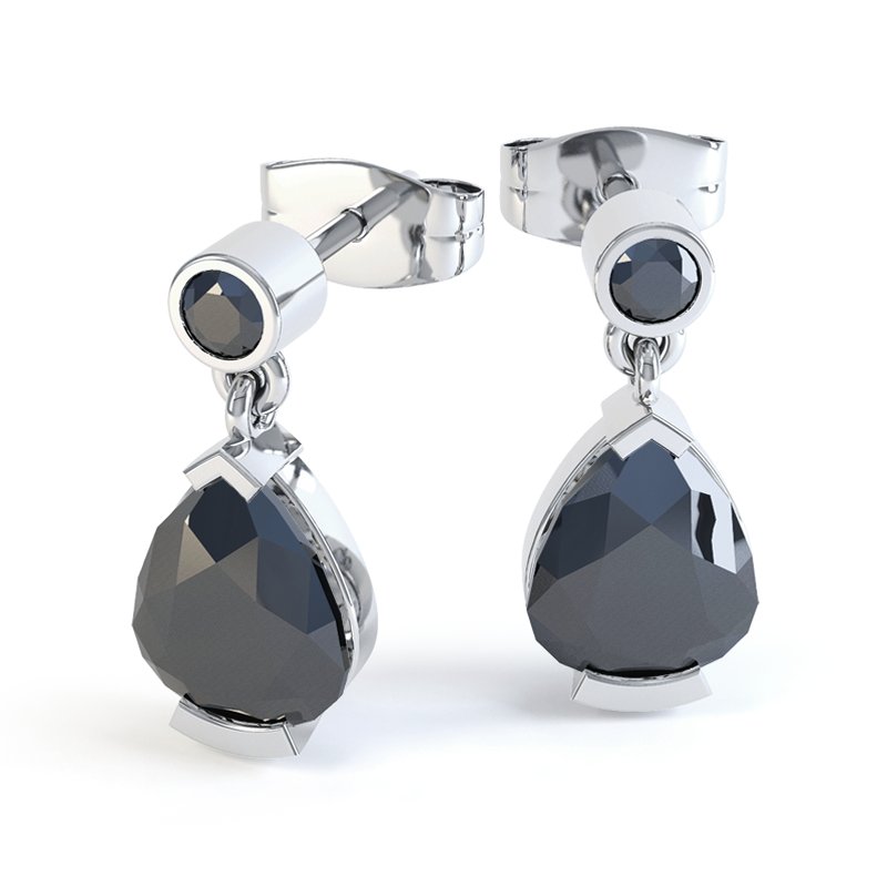 Schwarzer Achat Sterlingsilberohrring Irina, Sterlingsilber 925, von vorn
