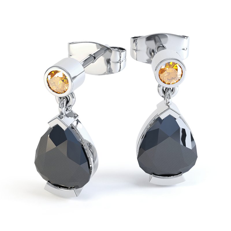 Schwarzer Achat Weißgoldohrring Irina, Weißgold 375, von vorn