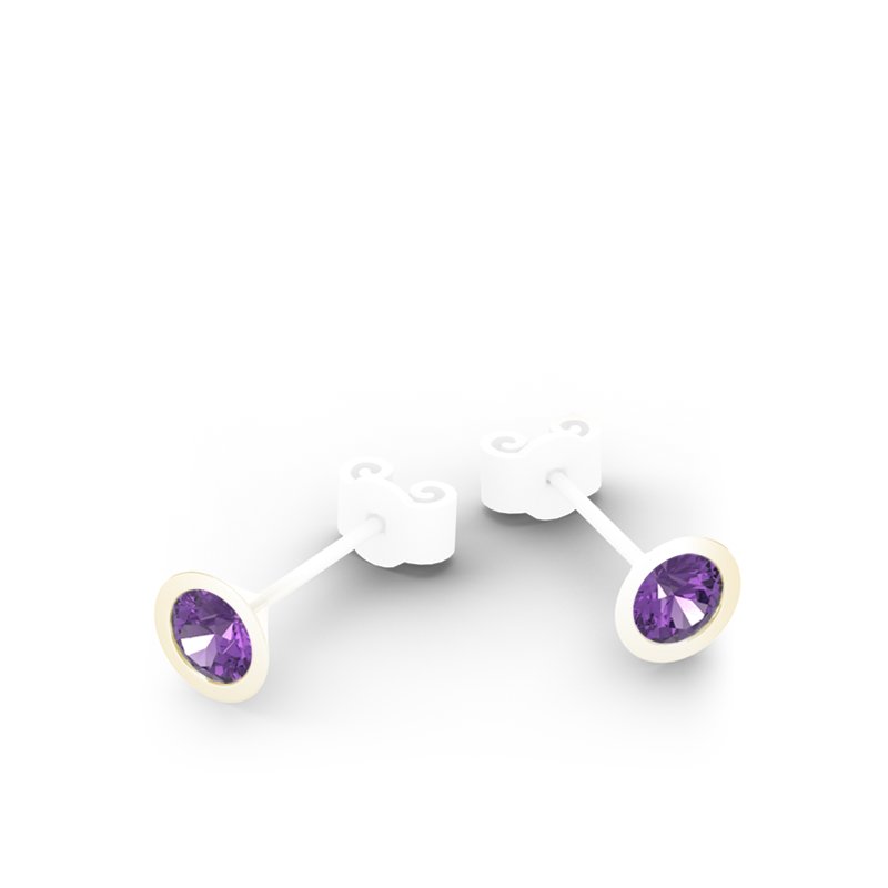 Amethyst Gelbgoldohrring Kopenhagen, Gelbgold 375, von vorn