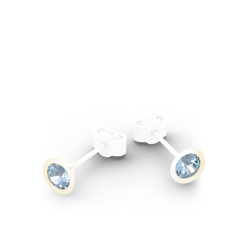 Aquamarin Gelbgoldohrring Kopenhagen, Gelbgold 375, von vorn