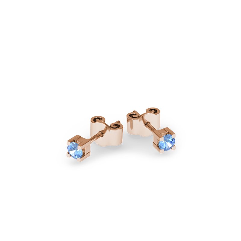 Blauer Topas Rotgoldohrring Los angeles, Rotgold 585, von vorn