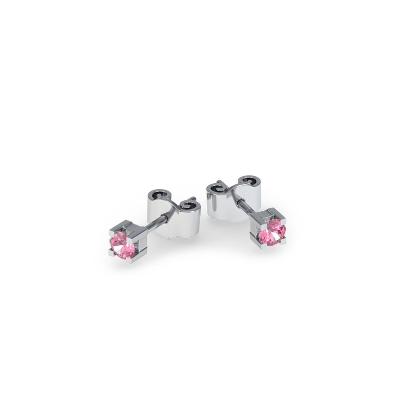 Pinker Turmalin Weißgoldohrring Los angeles, Weißgold 375, von vorn