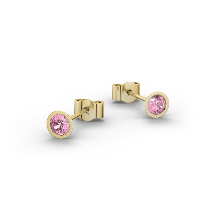 Pinker Turmalin Gelbgoldohrring Mailand, Gelbgold 375, von vorn