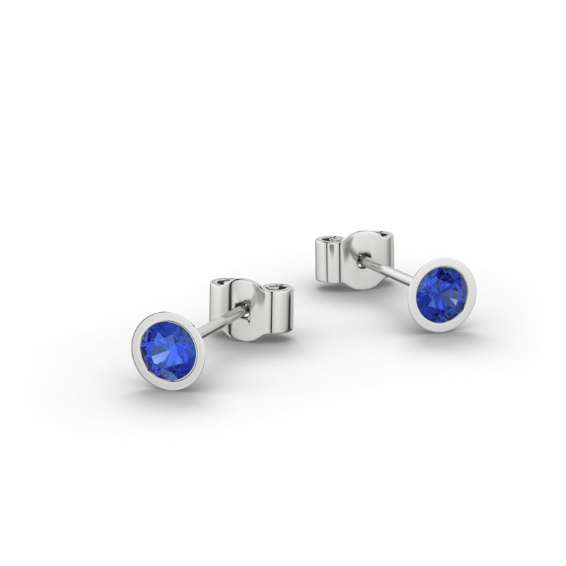 Blauer Saphir Weißgoldohrring Mailand, Weißgold 375, von vorn