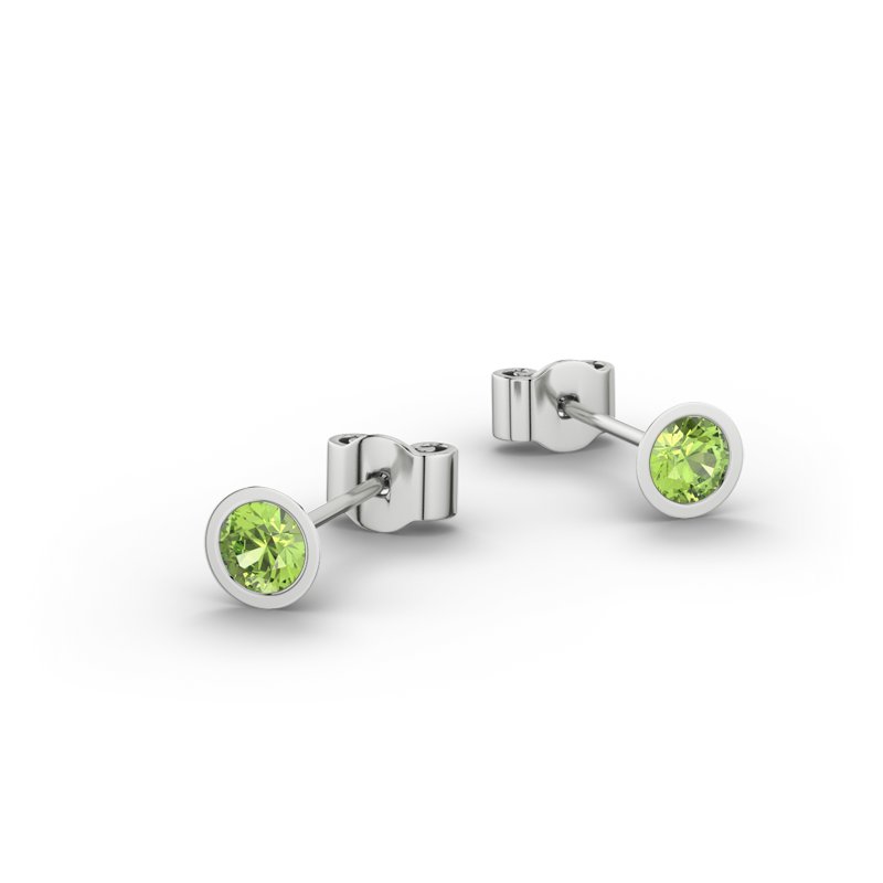 Peridot Weißgoldohrring Mailand, Weißgold 375, von vorn