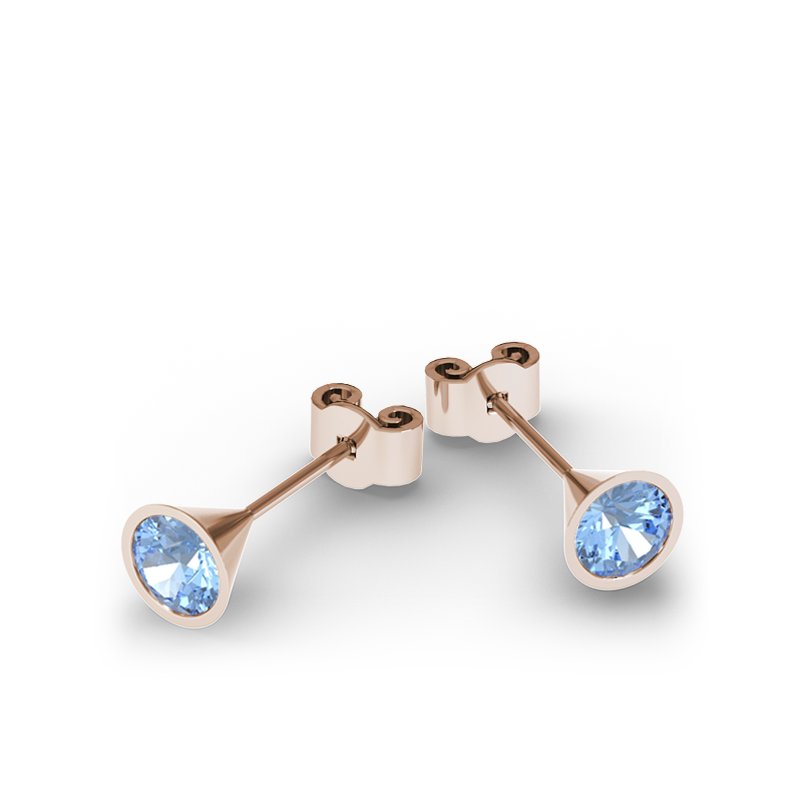 Blauer Topas Rotgoldohrring Monaco, Rotgold 585, von vorn