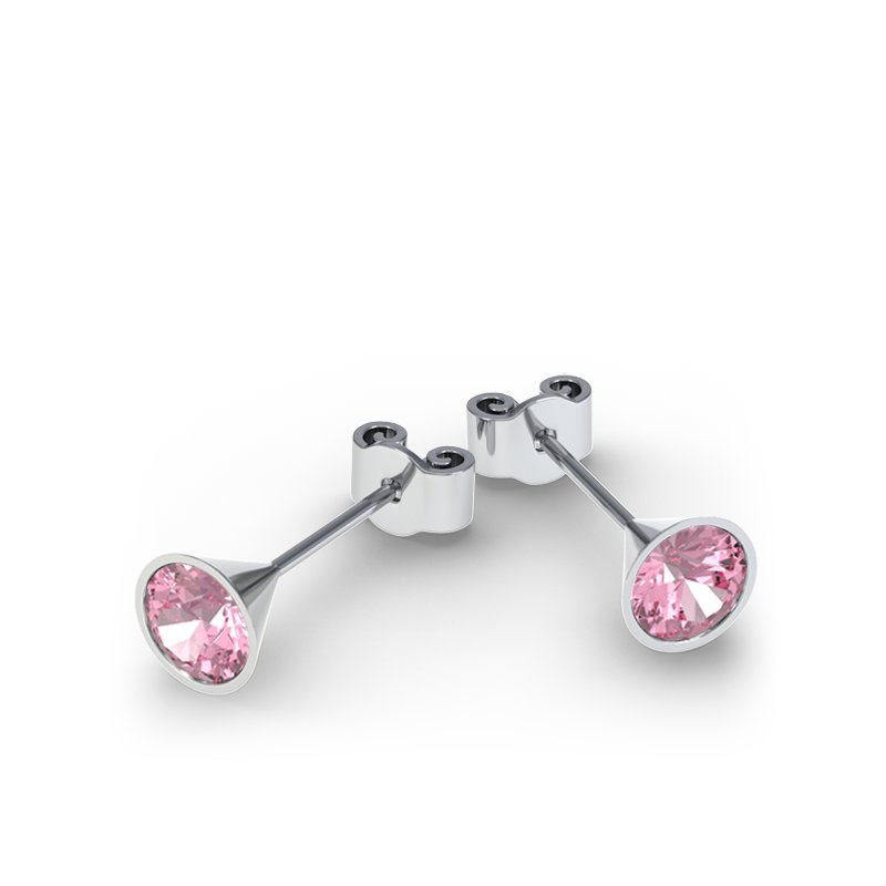 Pinker Turmalin Weißgoldohrring Oslo, Weißgold 375, von vorn