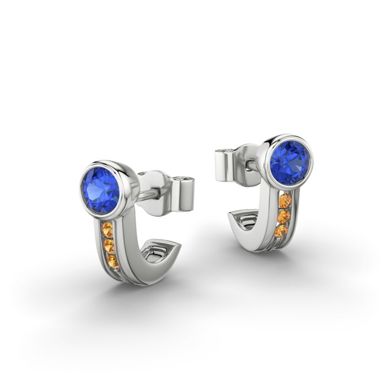 Blauer Saphir Sterlingsilberohrring Sarah, Sterlingsilber 925, von vorn