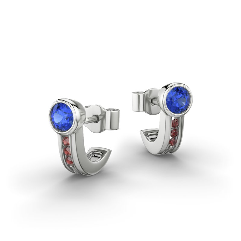 Blauer Saphir Sterlingsilberohrring Sarah, Sterlingsilber 925, von vorn