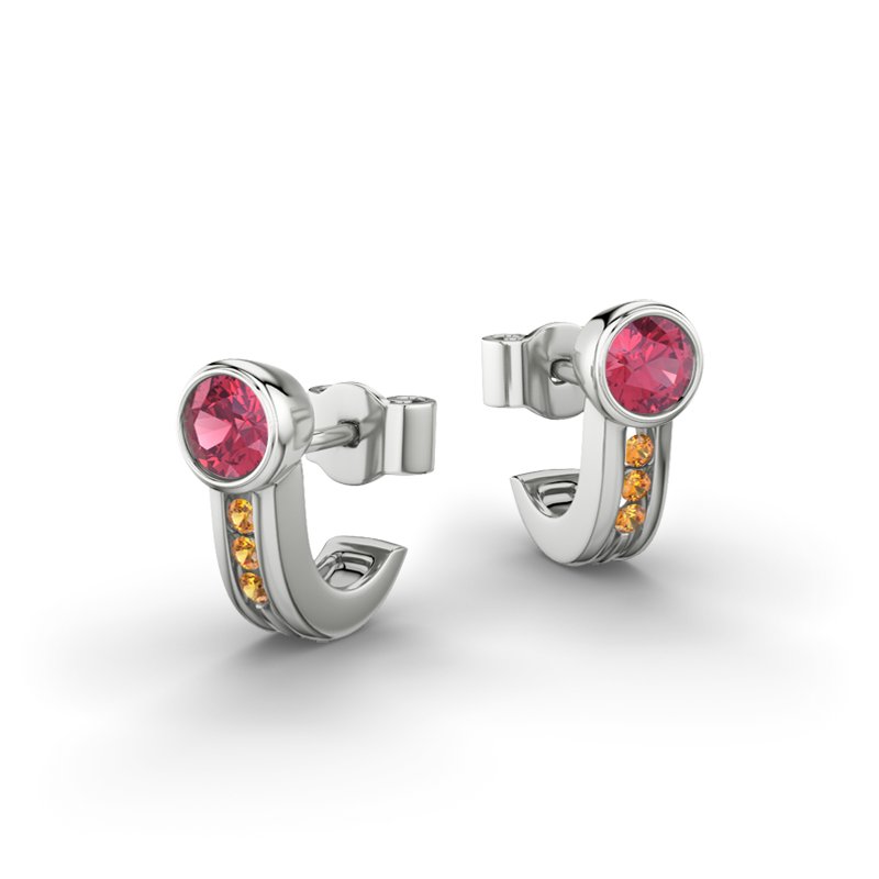 Rubin Sterlingsilberohrring Sarah, Sterlingsilber 925, von vorn