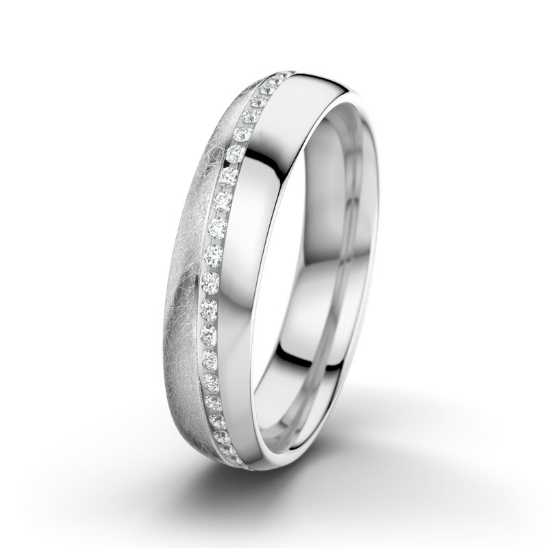 Diamantring Albert M5, Weißgold 750 eismatt, von vorn