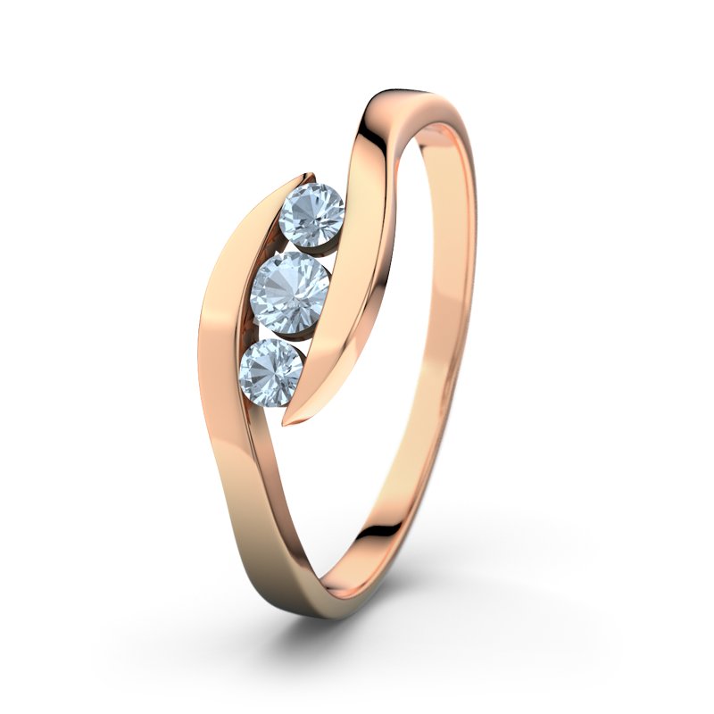 Blauer Topas Rotgoldring Alberta, Rotgold 585, von vorn